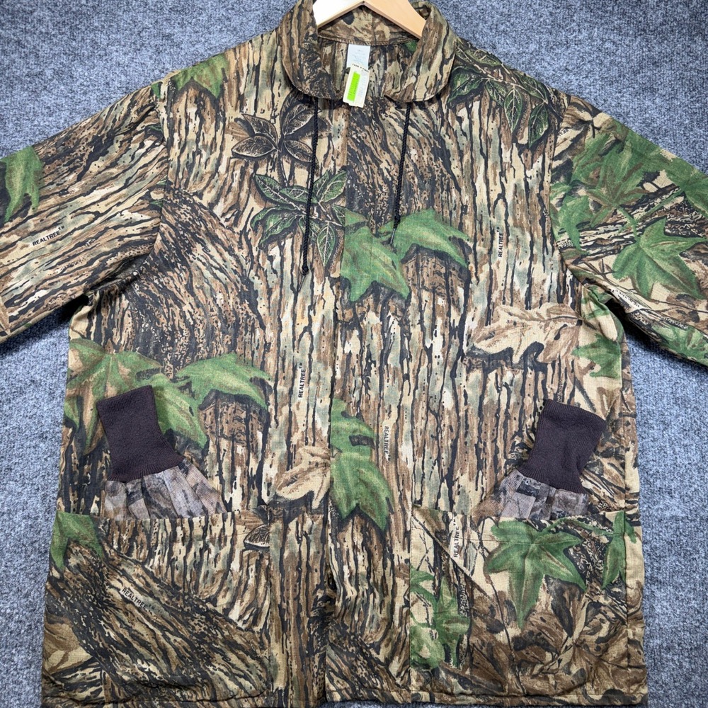 Realtree Camo Hunting Jacket & Gloves Mens‎ Medium Paper Thin Vintage USA Made